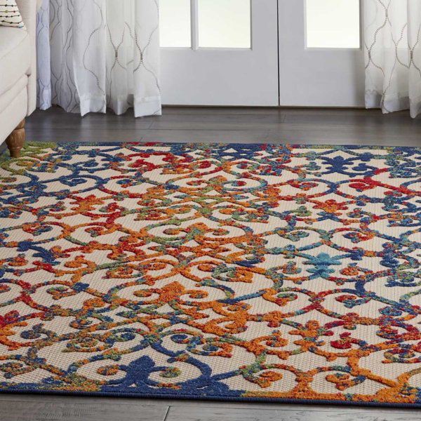 Latitude Vive Mariners Ivory/Blue/Orange Outdoor Rug & Reviews